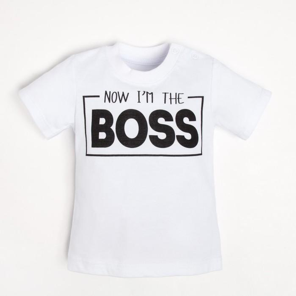 Футболка "Little Boss", рост 62-68 см, белый 9096410 (Крошка Я), 1 шт.
