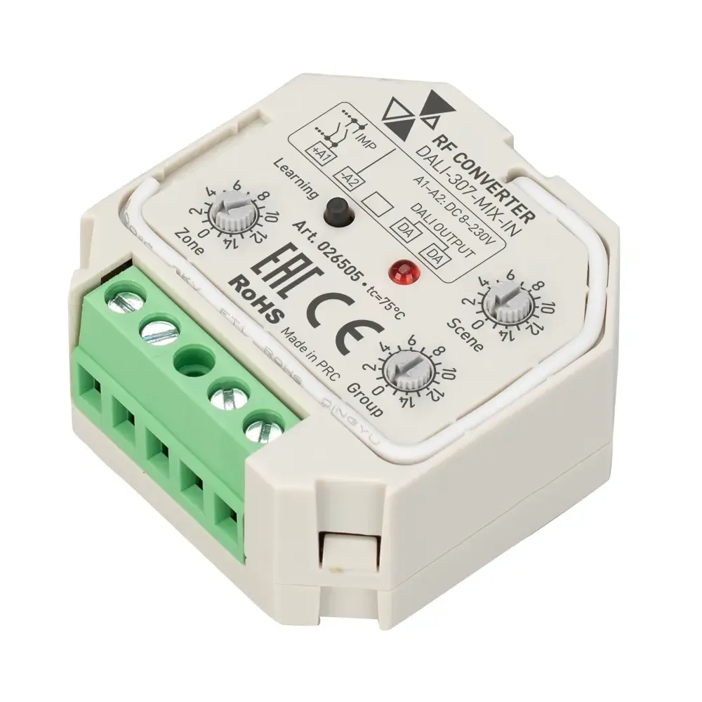 INTELLIGENT ARLIGHT Конвертер RF-сигнала DALI-307-MIX-IN (DALI-BUS, RF, PUSH) (IARL, Пластик) INTELLIGENT ARLIGHT Конвертер RF-сигнала DALI-307-MIX-IN (DALI-BUS, RF, PUSH) (IARL, Пластик)