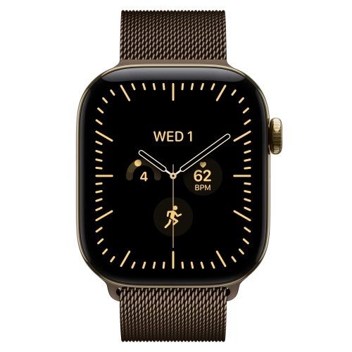 Умные часы Apple Watch Series 12 GPS + Cellular, 42mm, Radiant Gold Titanium Case with Dark Bronze Milanese Loop