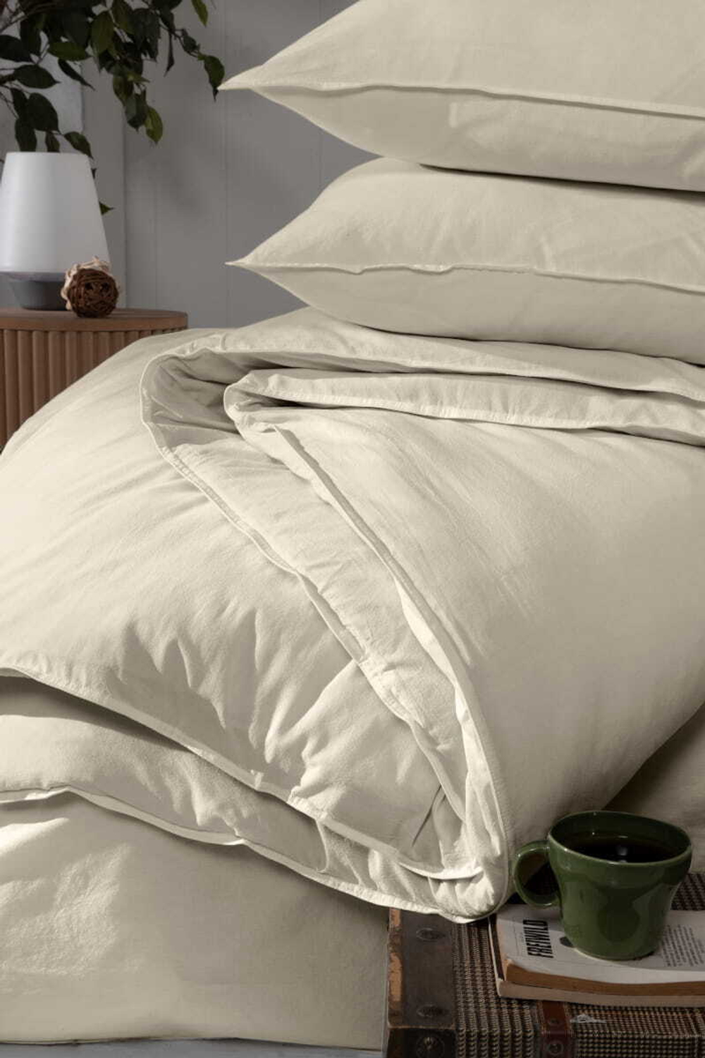 Постельное белье 1.5 спальное Arya home Natural Stone Washed бежевое