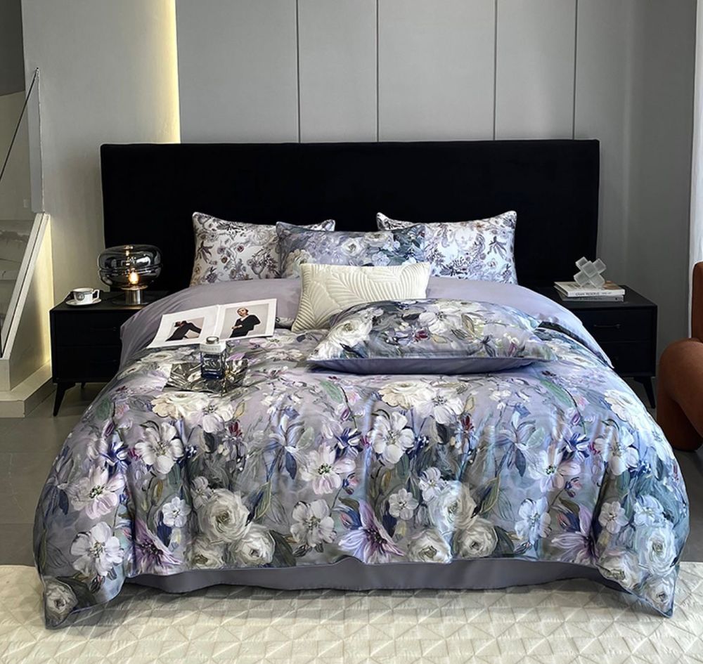 ZEPHYR HOME Двуспалка Египетский хлопок Серый цветы