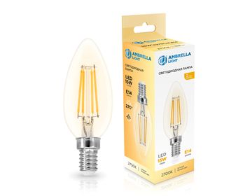 Светодиодная лампа Свеча Filament LED C35 15W E14 2700K 220-240V 351513 Bulbing Ambrella
