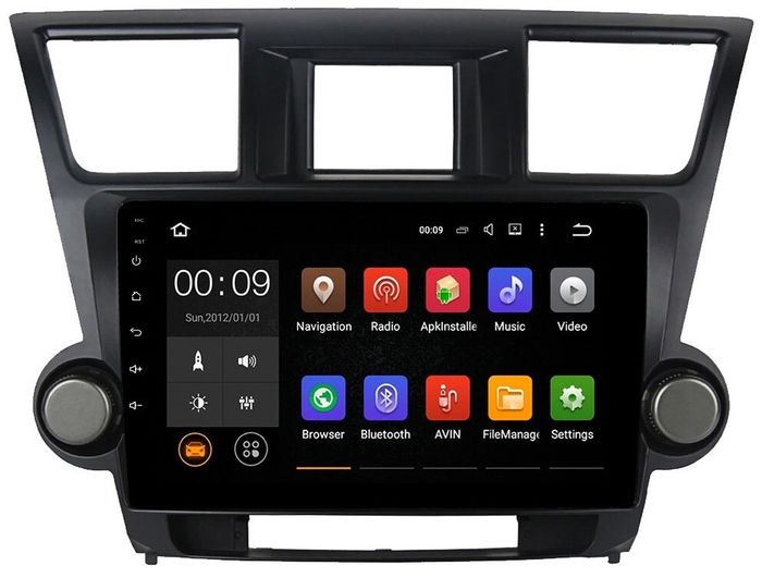 Магнитола для Toyota Highlander 2 2007-2013 XU40 - Airok RX-1122 Android 13, Быстрая, SIM-слот (крутилки декоративные)