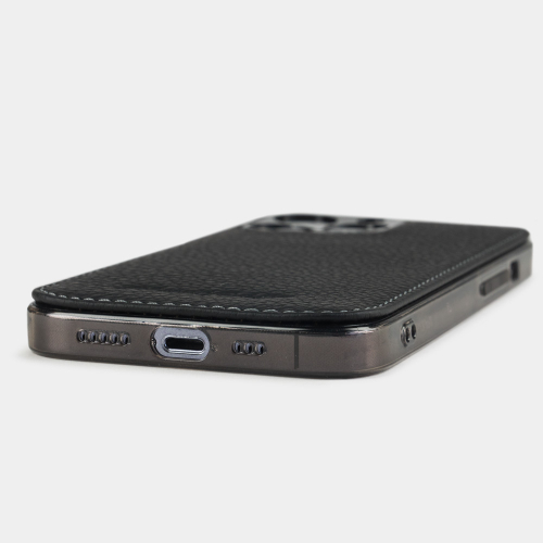 Чехол для iPhone 15 Pro из кожи теленка, черного цвета