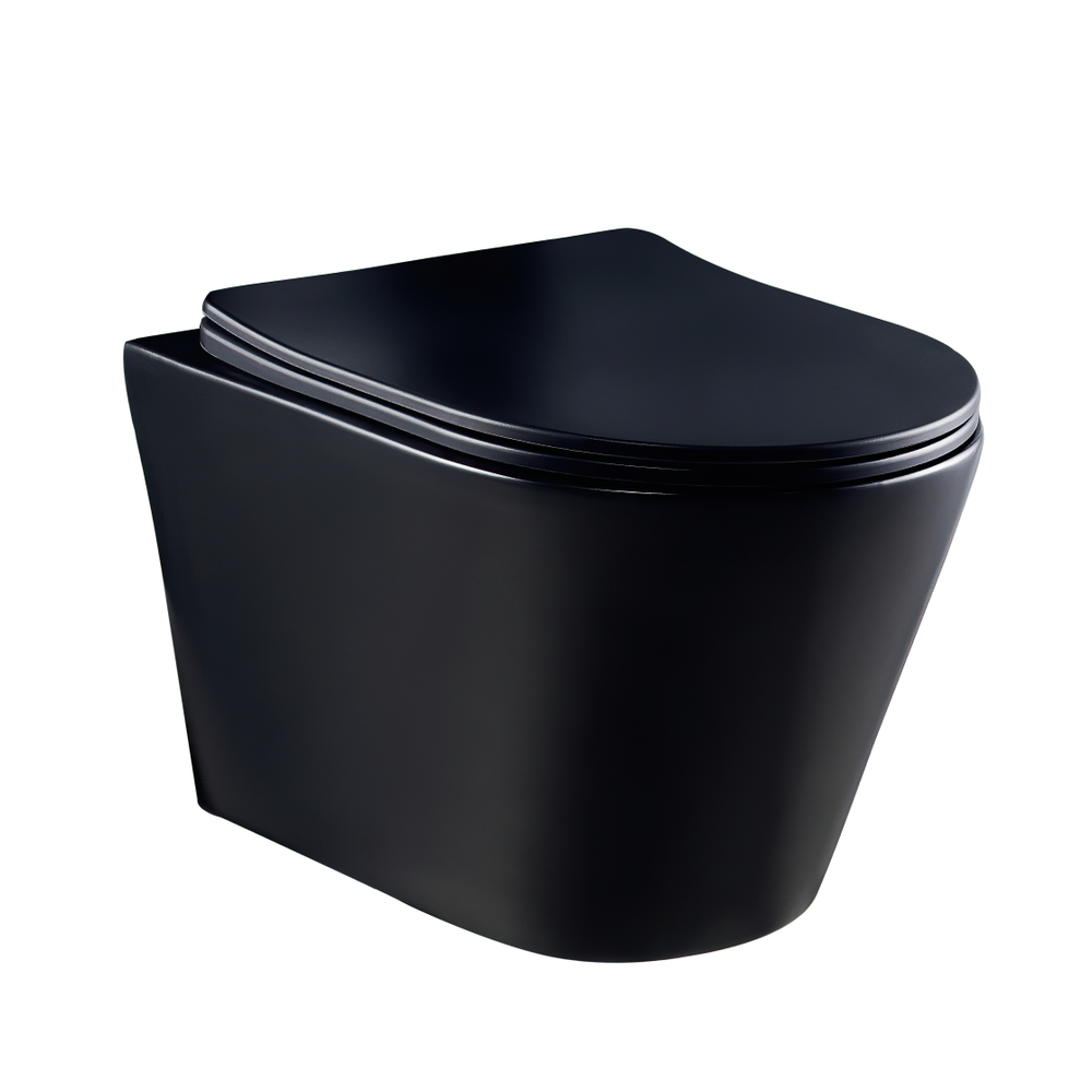 Инсталляция с подвесным унитазом CULTO MONET black. Комплект: подвесной безободковый черный унитаз, сиденье с микролифтом, инсталляция, клавиша смыва черная