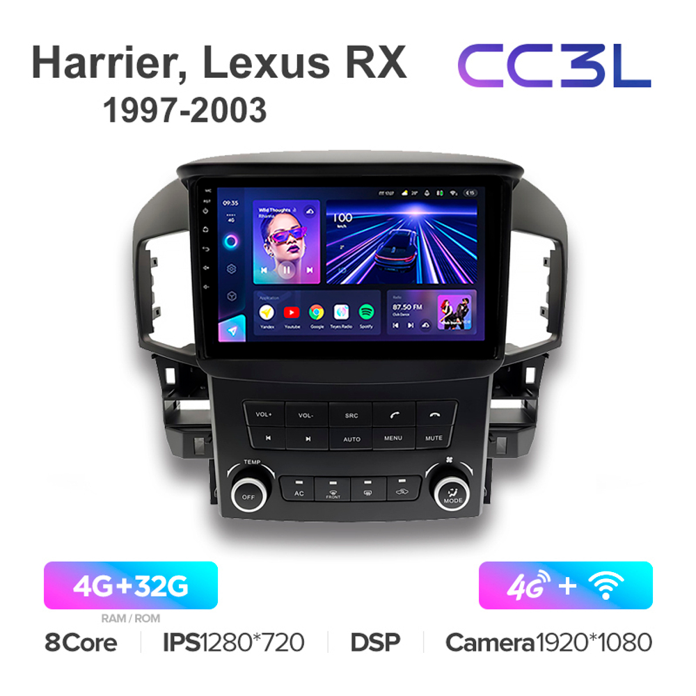 Teyes CC3L 9"для Toyota Harrier, Lexus RX 1997-2003