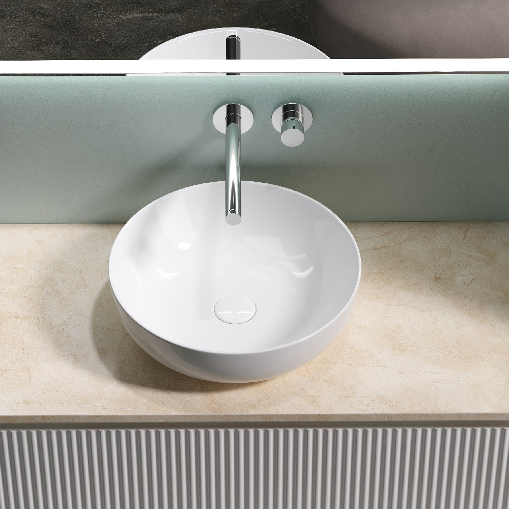 Тумба подвесная Sancos Snob R, Bianco 995х445х500, под столешницу без отверстия под смеситель, цвет Kreman, арт. SNR100W