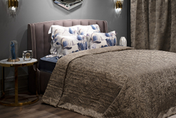 Покрывало 260x260 Garda Decor Cascata Фортуна коричневое со стежкой