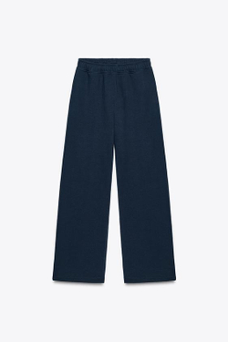 ZARA БАЗОВЫЕ ПРЯМЫЕ БРЮКИ ИЗ МЯГКОЙ ТКАНИ, МОРСКОЙ СИНИЙ