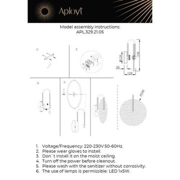 Настенный светодиодный светильник 5W 3000K APL.329.21.05 чёрный/прозрачный Luca Aployt