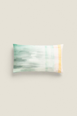 ZARA HOME ЧЕХОЛ ДЛЯ ДЕКОРАТИВНОЙ ПОДУШКИ С ПРИНТОМ ТАЙ ДАЙ, ГОЛУБОЙ