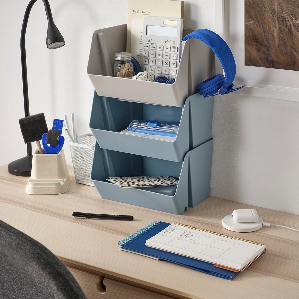 IKEA FODERTRÅG  (ИКЕА ФОДЕРТРОГ)  -  Органайзер для стола/стены - серо-синий 25х18х15 см