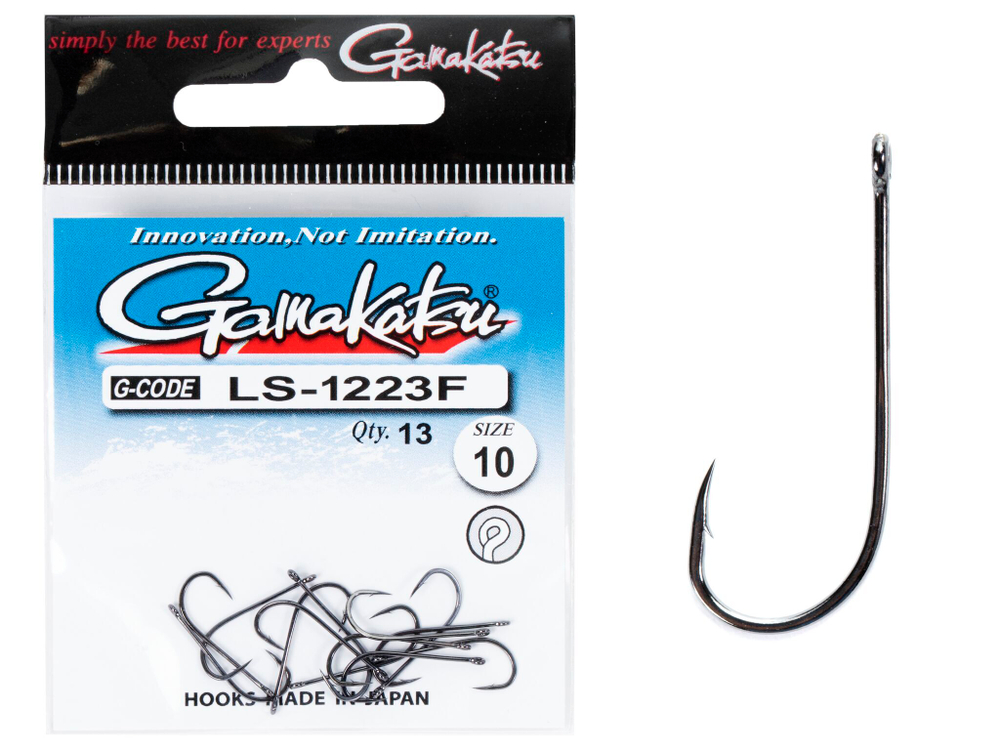 Крючки Gamakatsu LS-1223F NEW LABEL EYED HOOKS BLACK разм. 10 13шт.