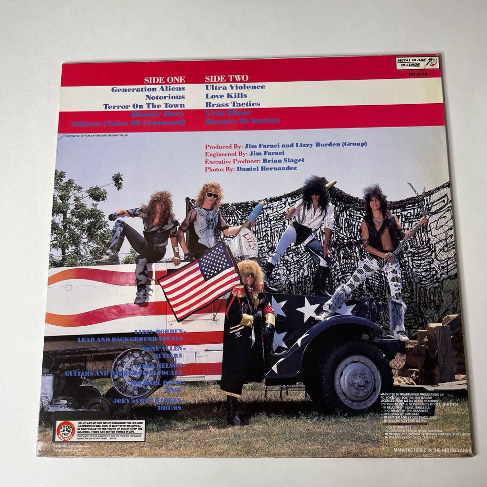 Винтажная виниловая пластинка LP Lizzy Borden Menace To Society (Holland 1986)