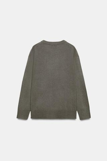 ZARA СВИТЕР ОВЕРСАЙЗ ИЗ 100% ШЕРСТИ, СЕРО-КОРИЧНЕВЫЙ