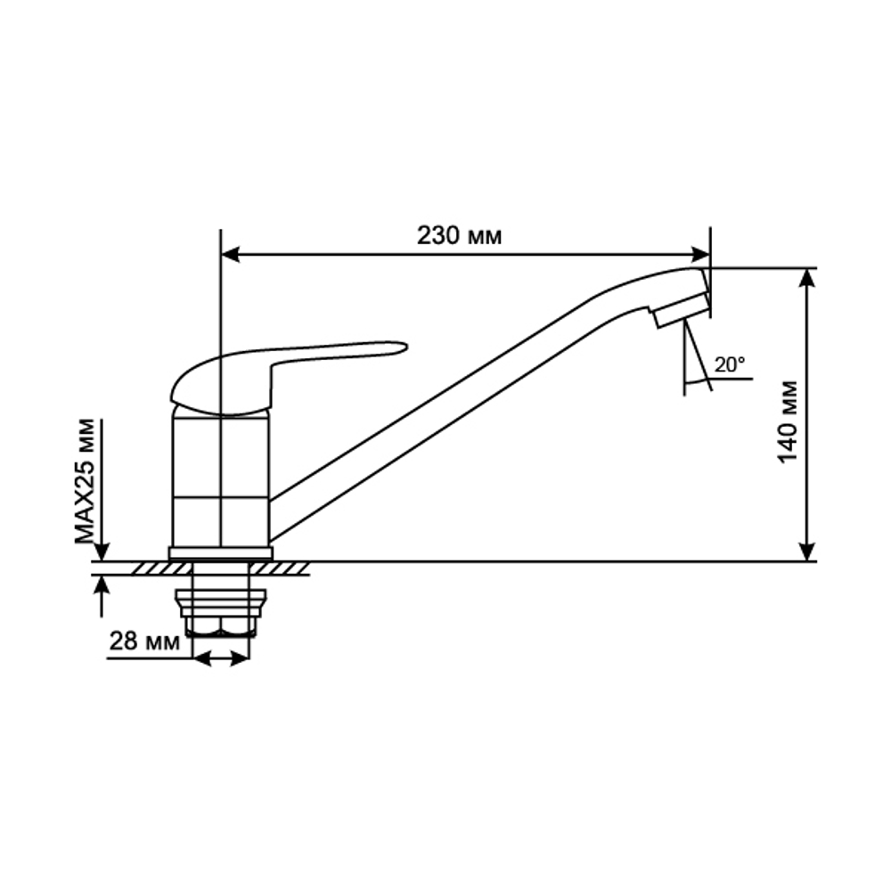 Смеситель для кухни 40k MIXLINE МЛ05-03 (ML05-03) с/отв п/гайку (без подводки)