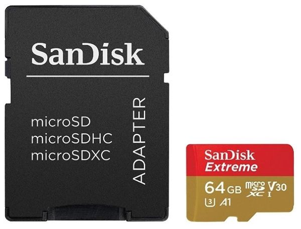 Карта памяти SanDisk Extreme microSDXC Class 10 UHS Class 3 V30 A1 100MB/s 64GB (SDSQXAF-064G)