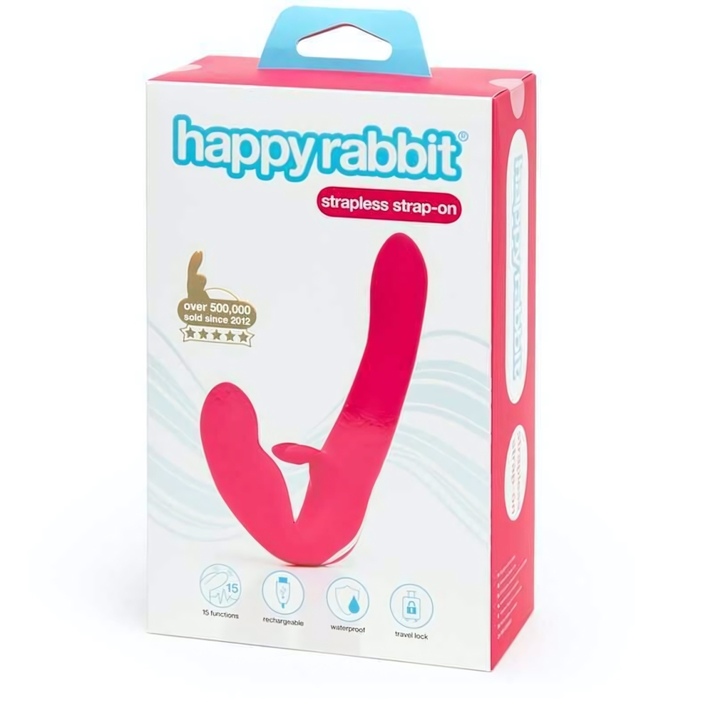 Ярко-розовый безремневой страпон Rechargeable Vibrating Strapless Strap-On (Цвет: ярко-розовый)