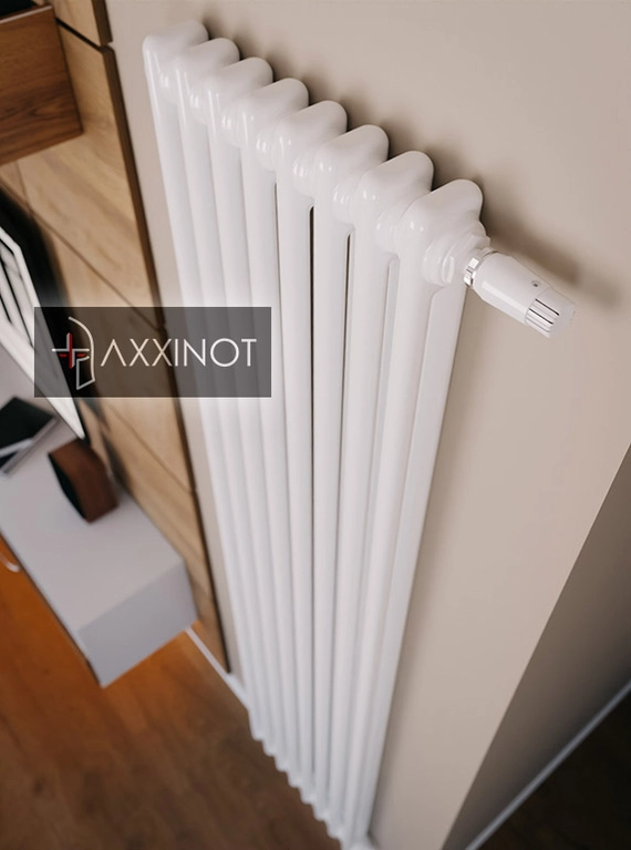 Axxinot Sentir 2180 - двухтрубный трубчатый радиатор высотой 1800 мм, нижнее подключение с термовентилем, белый