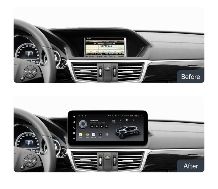 Магнитола для Mercedes-Benz E W212 седан левый руль 2009-2012 NTG 4.0 - FarCar MB1009 монитор 10.25" на Android 13, Быстрая, CarPlay, 4G SIM-слот