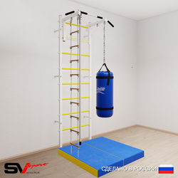 Шведская стенка Sv Sport усиленная 6146 (Турник стандарт/Канат/Лестница/Цепь/Мешок 22кг/Мат 1м)