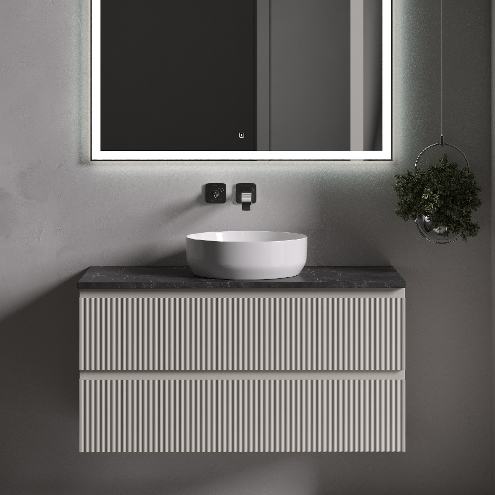 Тумба подвесная Sancos Snob R, Beige Soft 995х445х500, под столешницу без отверстия под смеситель, цвет Black Sky, арт. SNR100CE
