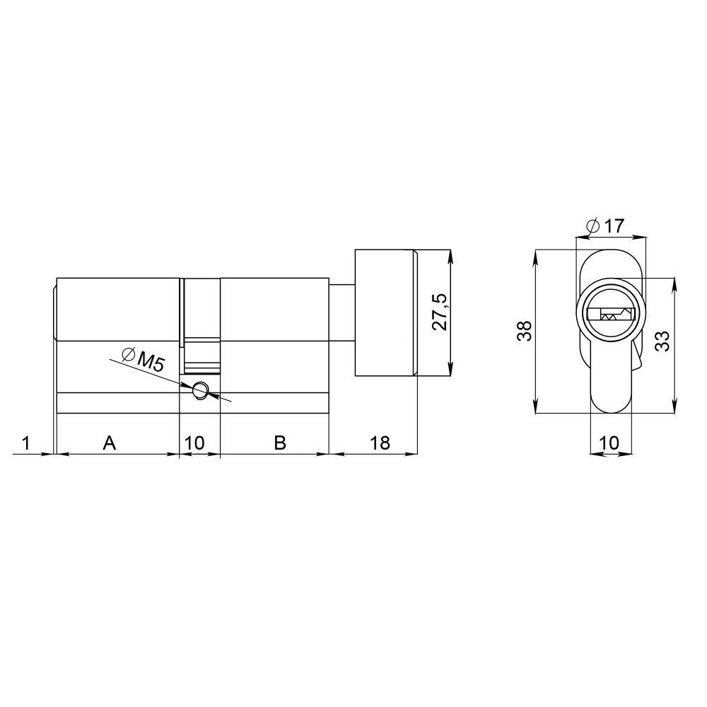 Цилиндровый механизм (200 ZM/80) 2000ZM Knob 80 (30+10+40) BL-24 черный 5Key с вертушкой