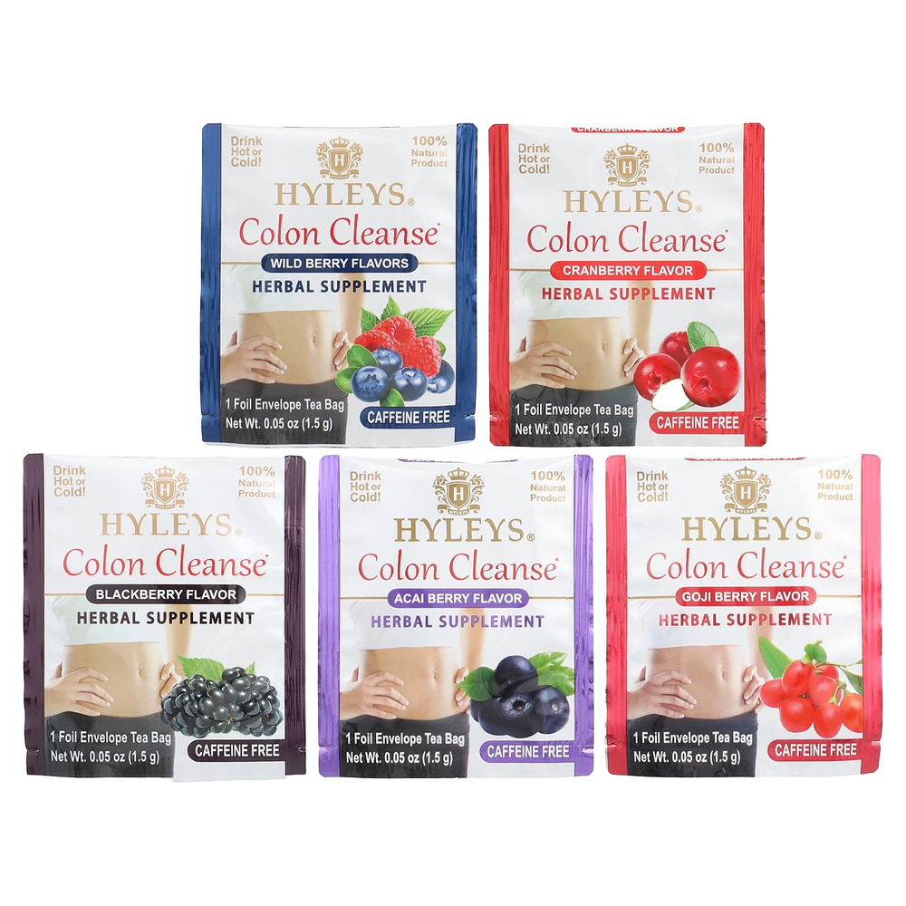 Hyleys Tea, Colon Cleanse, ассорти из коллекций чая, без кофеина, 42 чайных пакетика в фольгированных пакетиках, по 1,5 г (0,05 унции)