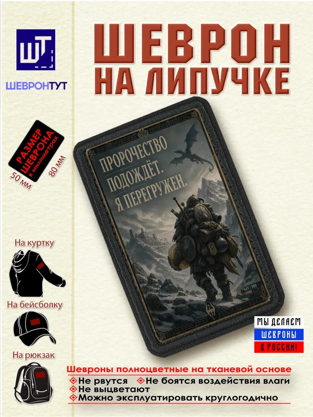 Шеврон Skyrim "Пророчество подождет. Я перегружен" dtf