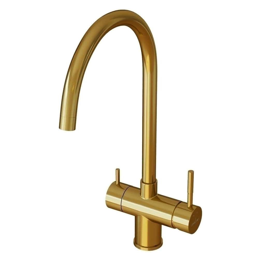 Смеситель для кухни 35k MIXLINE МЛНС-0326З (MLSS-0326G) труб. излив, подкл.к фильтру, п/гайку ЗОЛОТО
