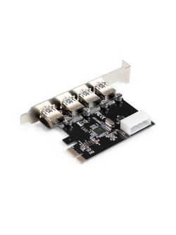 Exegate EX298943RUS Контроллер ExeGate EXE-314 v2.0 (PCI-E x1 v2.0, 4*USB3.0 ext., разъем доп.питания Molex, VIA Labs Chipset VL805)