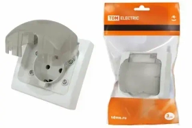 Розетка 2П+З  СКРЫТОЙ УСТАНОВКИ  IP54 16А серая "Вуокса" TDM SQ1803-0108