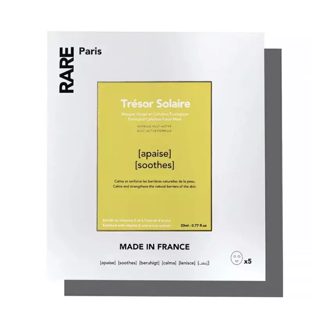 Набор из 5 успокаивающих масок RARE Paris Tresor Solaire Soothes