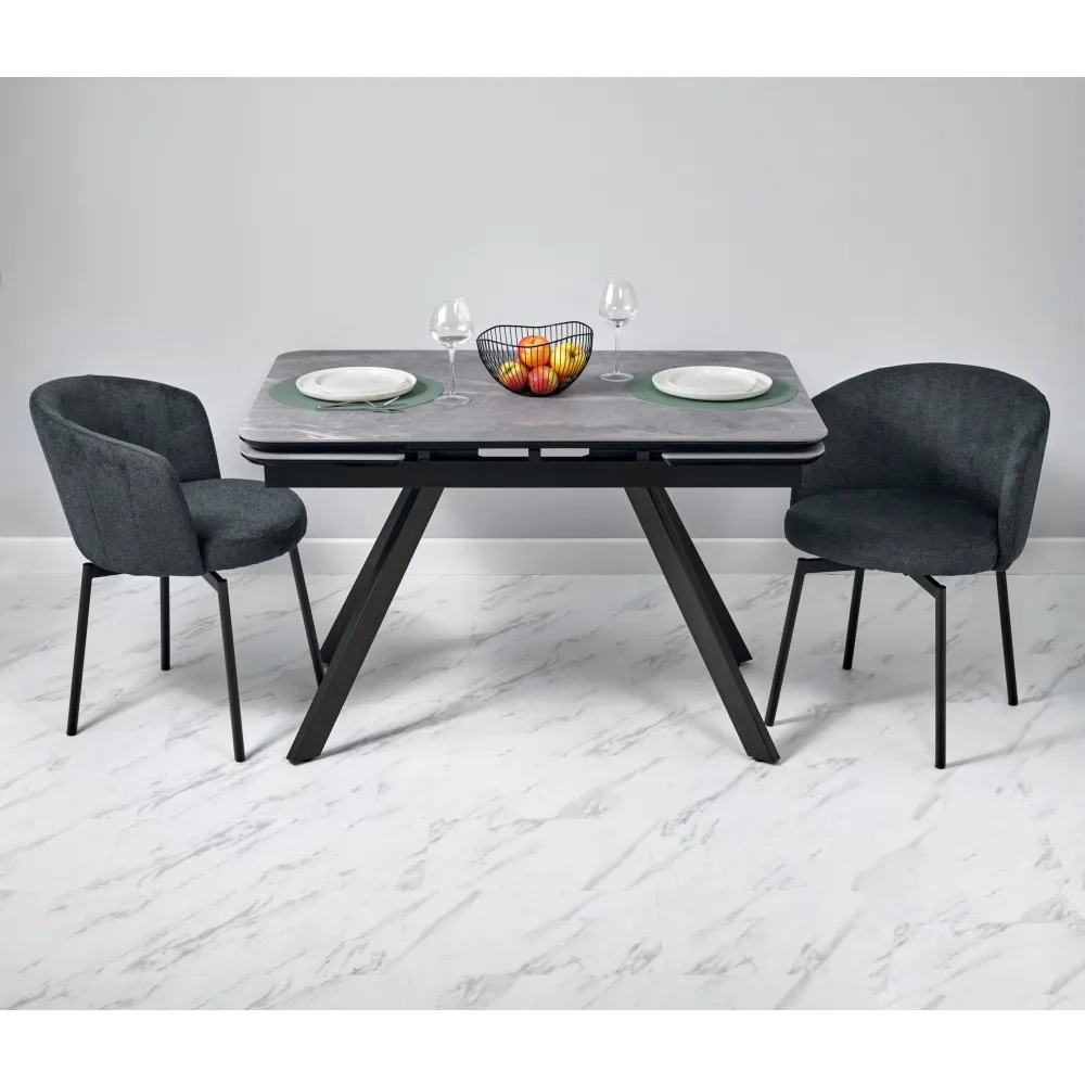Стол Bradex Home Arthur раскладной 120-184x80x75см, керамогранит серый мрамор Greys Grey, чёрный