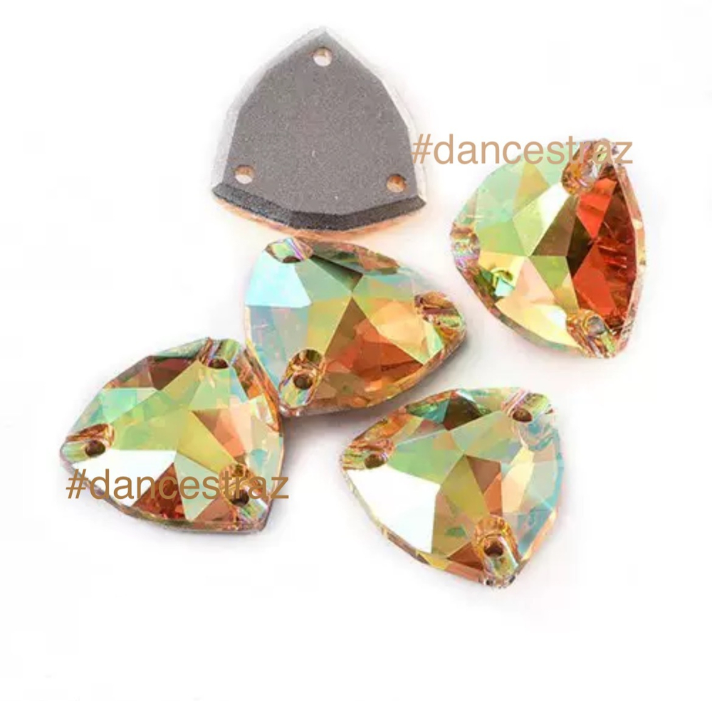 Стразы пришивные, Fat Triangle, Crystal Sun, 001SU, 16mm, (18/126 ea/pkg), 5A+best, (F2)