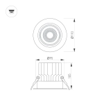 Светильник MS-VORTEX-BUILT-R110-20W Warm3000 (WH-WH, 20 deg, 230V) (Arlight, IP20 Металл, 5 лет)