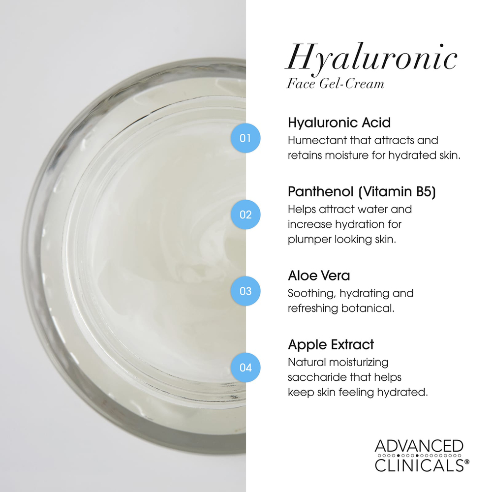 Advanced Clinicals, Moisture Boost Hyaluronic, крем-гель для очень сухой кожи, 2 жидк. унция (2 жидк. унции)