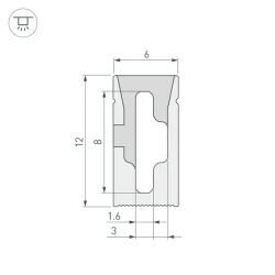 Силиконовый профиль WPH-FLEX-0612-SIDE-S8-20m WHITE (Arlight, Силикон) 041030