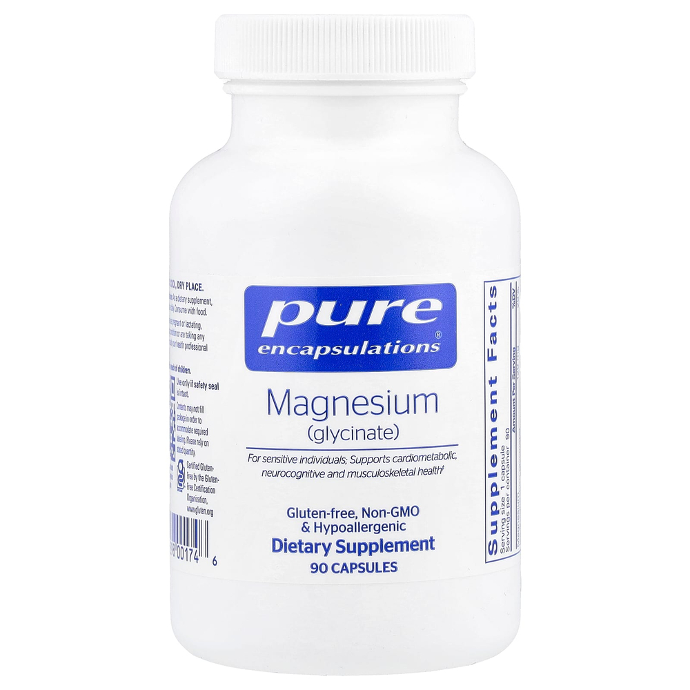 Pure Encapsulations, магний (глицинат), 90 капсул (120 мг в 1 капсуле)