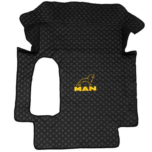 Ковры MAN TGA (автомат, механика), (экокожа, черный, черный кант, желтая вышивка)