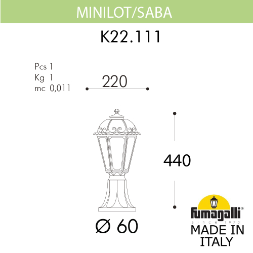 Ландшафтный светильник Fumagalli SABA K22.111.000.WYF1R