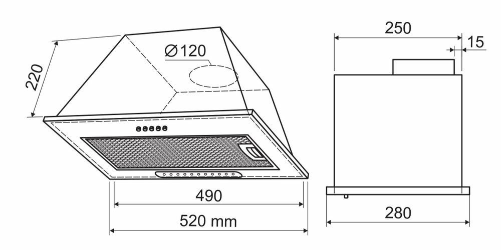 Кухонная вытяжка HOLT HT-RH-011 50 черная