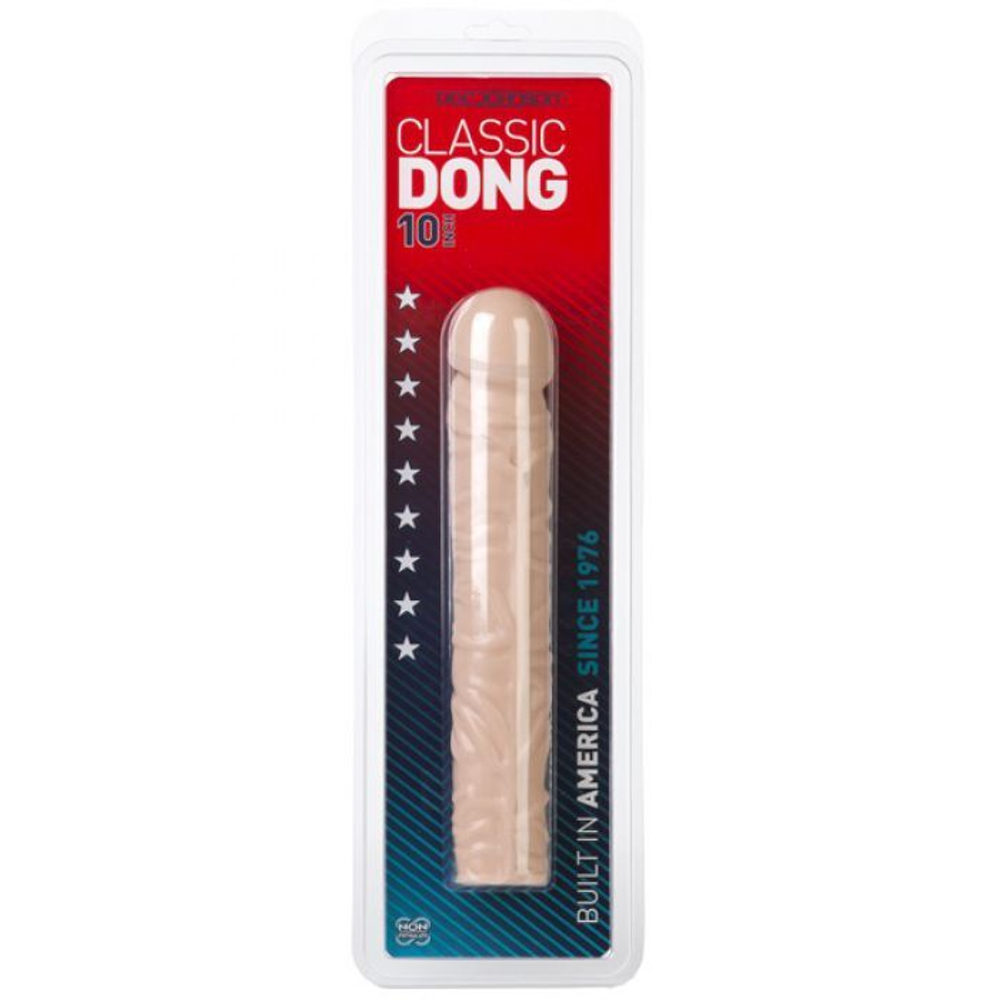 Телесный реалистичный фаллоимитатор с богатым рельефом поверхности Classic Dong - 24,5 см. (Цвет: телесный)
