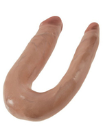 Фаллоимитатор двухголовый загорелый King Cock U-Shaped Small Double Trouble (Цвет: телесный)