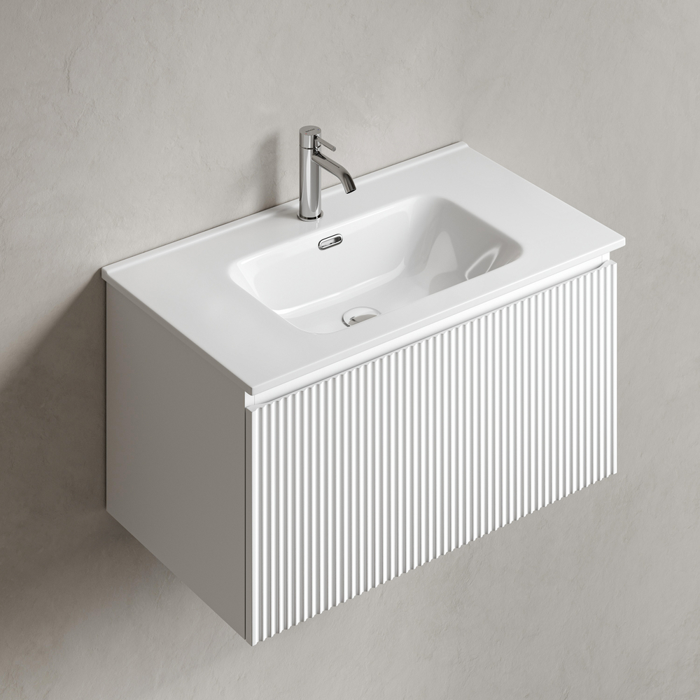 Тумба подвесная SANCOS Сноб Р 1.0 (Snob R 1.0) 790х445х406, c одним ящиком оснащенным доводчиками, Белый матовый (Bianco), арт.SNR1.080W
