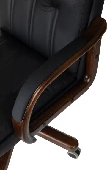 Кресло руководителя Бюрократ T-9932Walnut-Low черный кожа низк.спин. крестов. металл/дерево