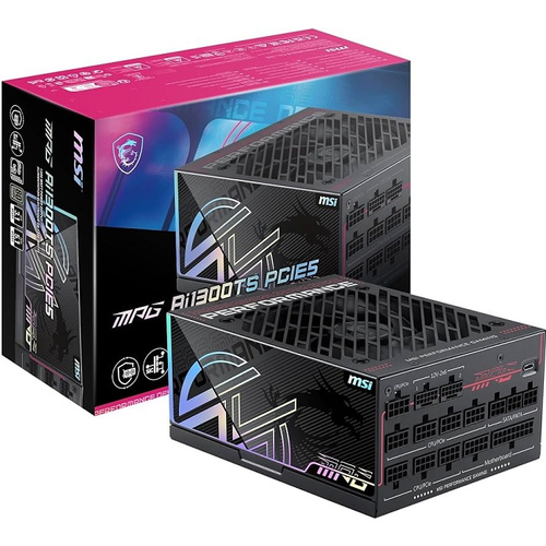 Блок питания MSI 1300W MPG Ai1300TS PCIE5, модульный, 16 Pin PCIe Gen 5.0, 80 PLUS Titanium (306-7ZPUB11-CE0), (7ZPUB)