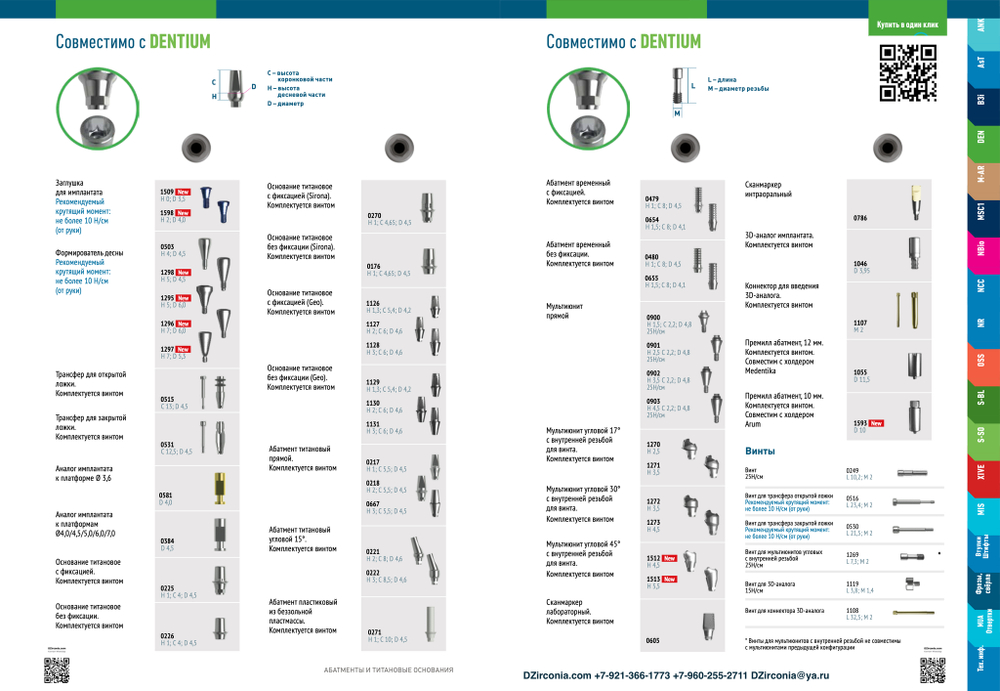 Аналоги имплантата IMPLANTIUM, DENTIUM