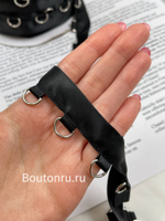 Тесьма черная с серебристыми полукольцами корсетная