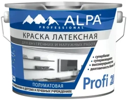 Краска латексная Alpa Profi 20 супермоющаяся полуматовая бесцветная 2,27л